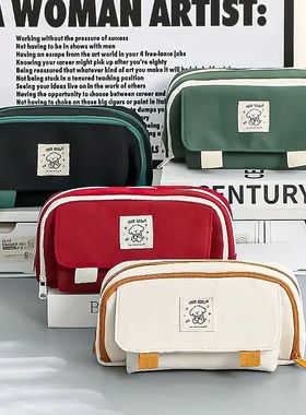 Cute Big Capacity Pencil Case with 3 Compartments for Statio