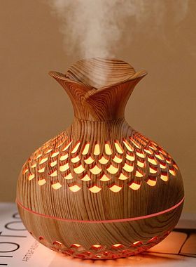 300ML Wood Grain Flower Humidifier Silent Aromatherapy Diffu