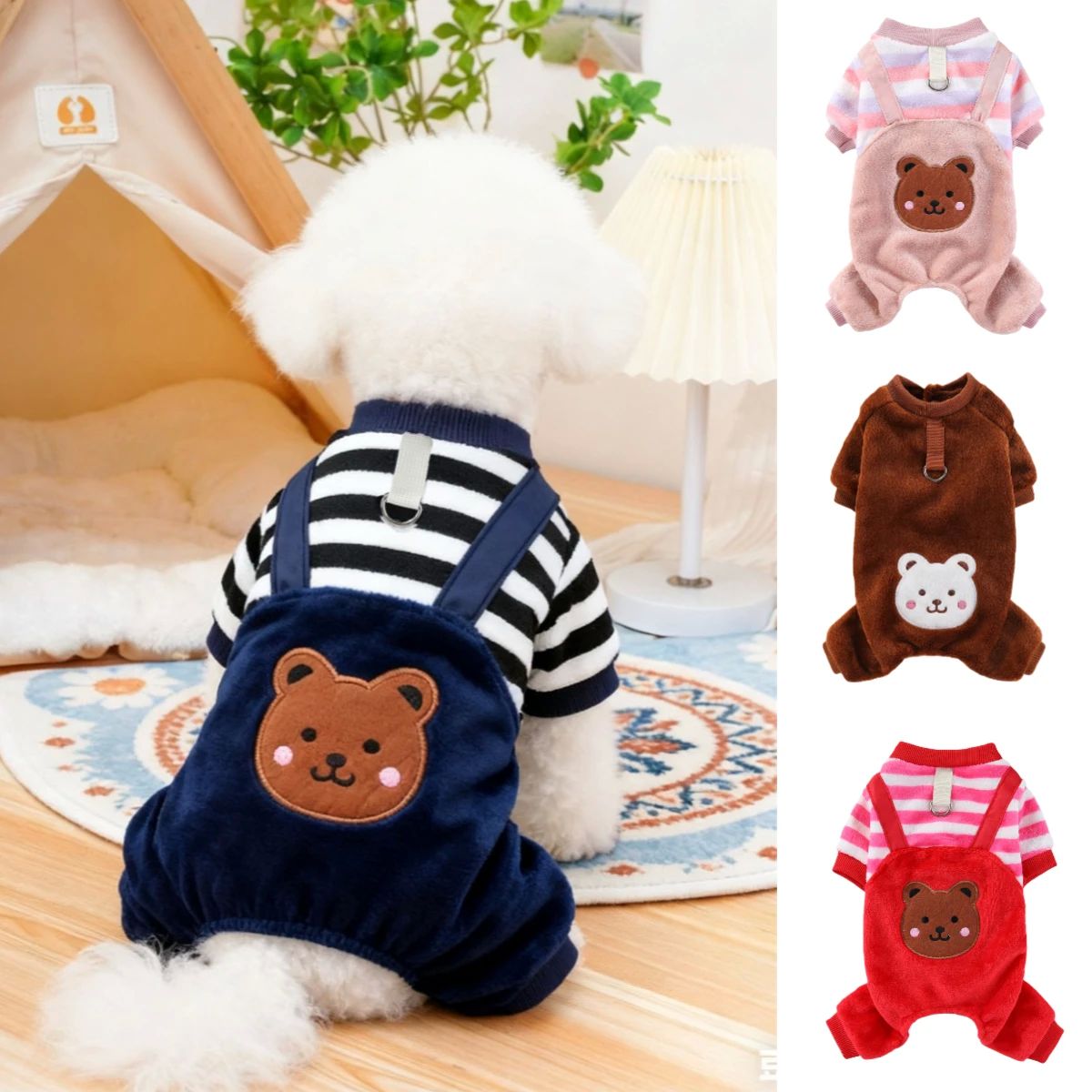 Autumn Winter Pet Dog Soft Fleece Clothes Warm Jumpsuit Coat