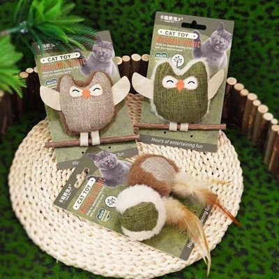 Owl Style Self Soothing Cat Mint Feather Wood Polygonum Mola