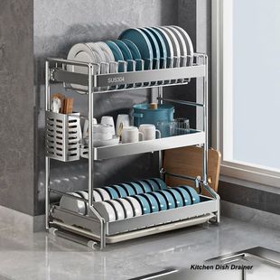 New Dish Drainer Kitchen Storage Organization Stainless Stee