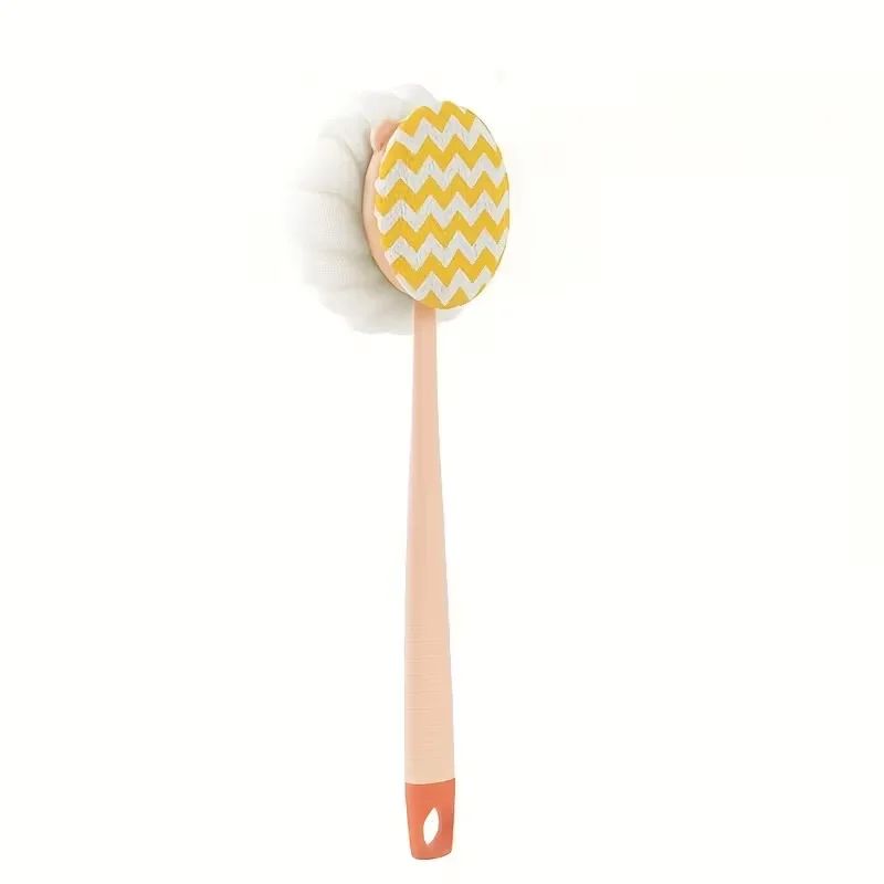 Long Reach Bath Brush: 2-in-1 Bristle and Loofah Exfoliator