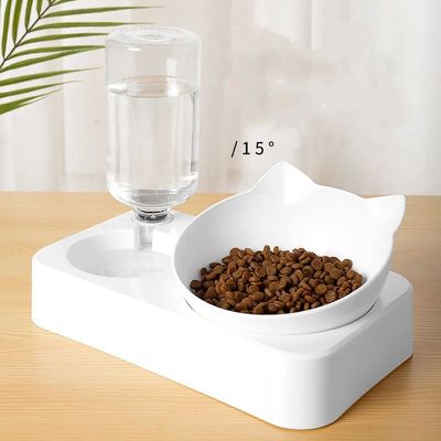 Pet Feeder 2-in-1 Pet Feeding Bowl Dog Cat Automatic Water D