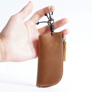 Key Pouch Waist Multi Strap Functional Zipper Leather with