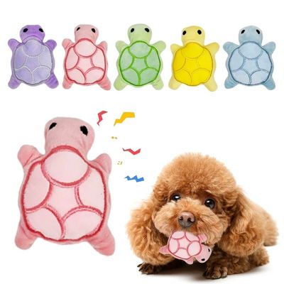 Mini cute turtle dog plush toy, squeaking dog teething sound