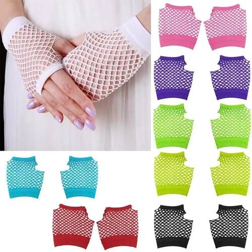 1 Pair Short Fishnet Fingerless Gloves Gloves Party Gloves F