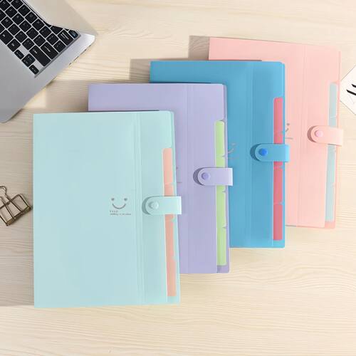 A4 Multi-Layer Folder File Bag Candy Color Five Grid Organ B