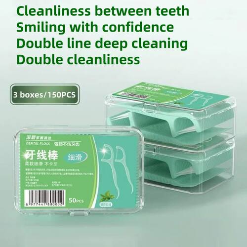100/150/500 PCS Double Line Dental Floss, Disposable Portabl