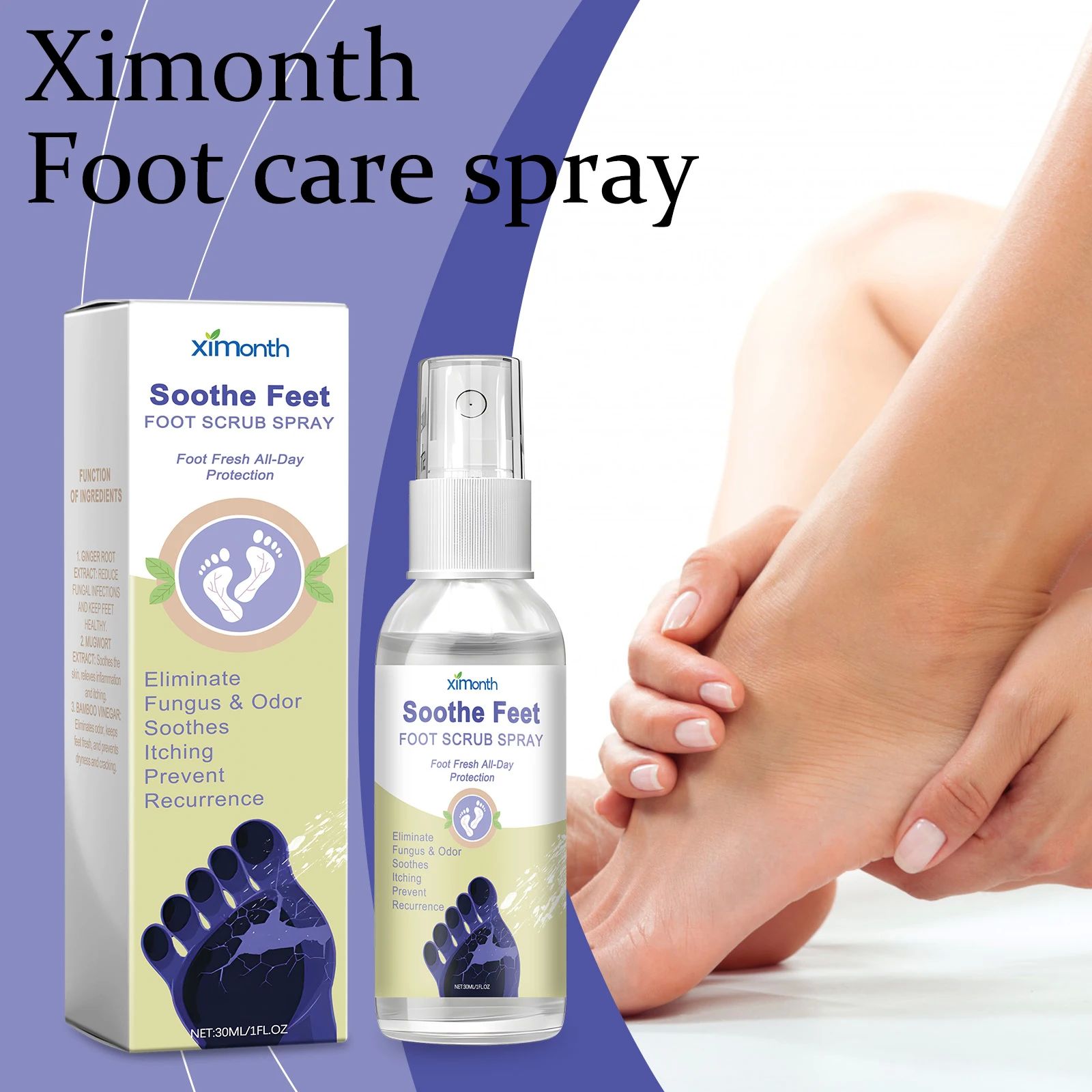 Ximonth Foot Skin Care Spray Relief Discomfort Soothing Itch