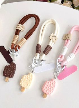 Cute Ice Cream Pendant Mobile Phone Rope Wrist Strap Thicken
