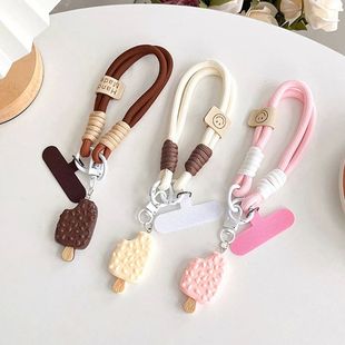 Cute Ice Cream Pendant Mobile Phone Rope Wrist Strap Thicken