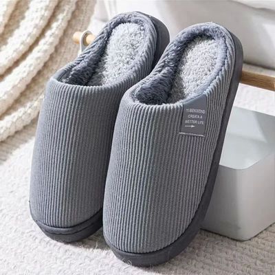 Indoor and household warm thick bottomed cotton slippers wit