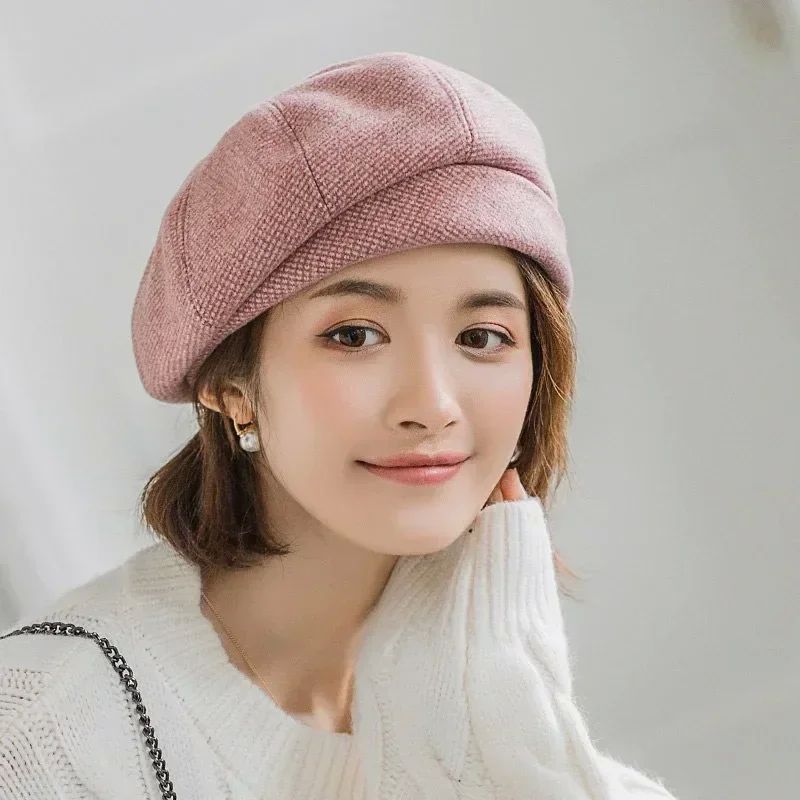 2024 Simple Women Wool Beret for Elegant Lady Winter Female