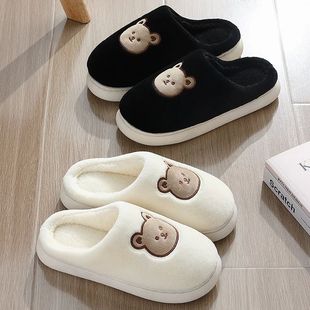 Cute Bear Cotton Slippers for Woman Winter Indoor Non-slip S