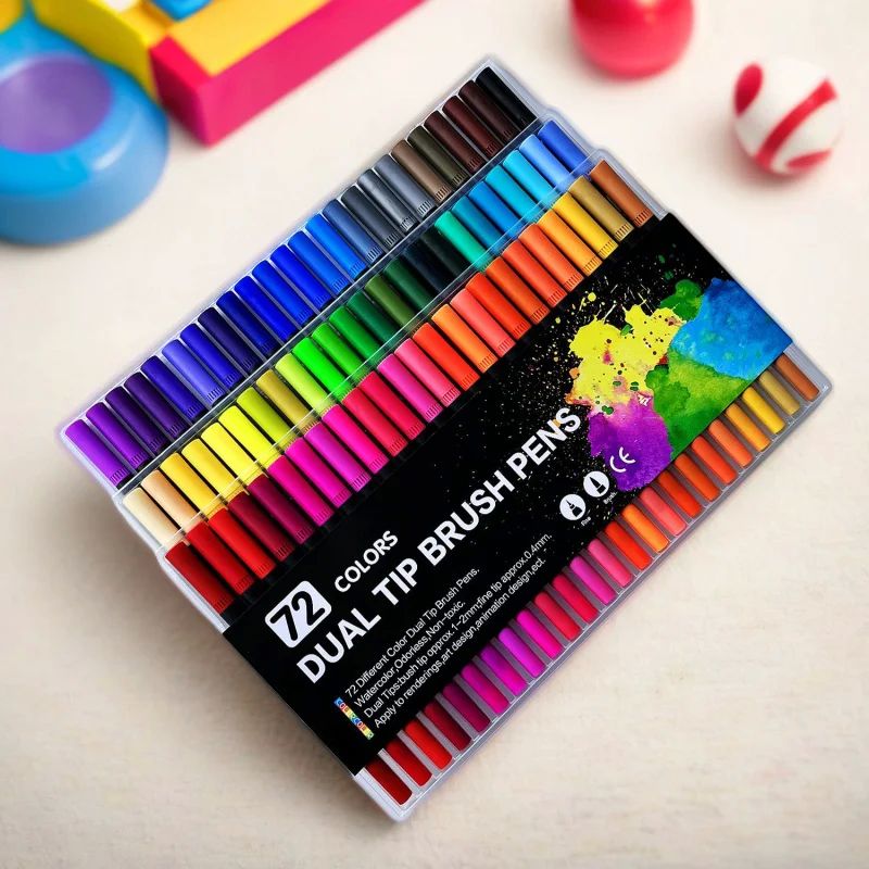 12-120 Colors Art Markers Set Dual Tip Brush Pen Headed Arti