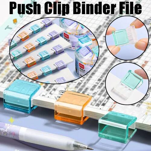 Transparent Colorful Paper Clipper Push Clip Binder for Exam