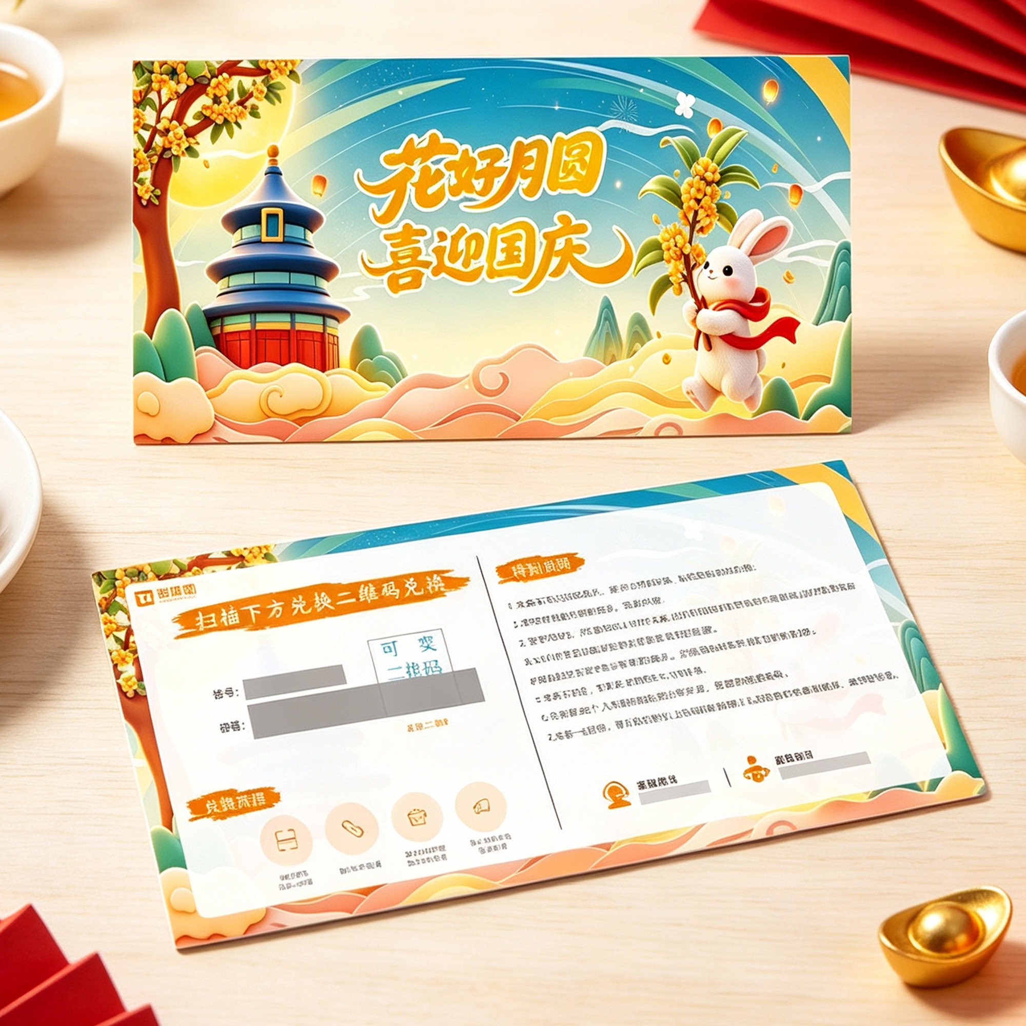中秋代金券定制月饼礼品兑换券图片
