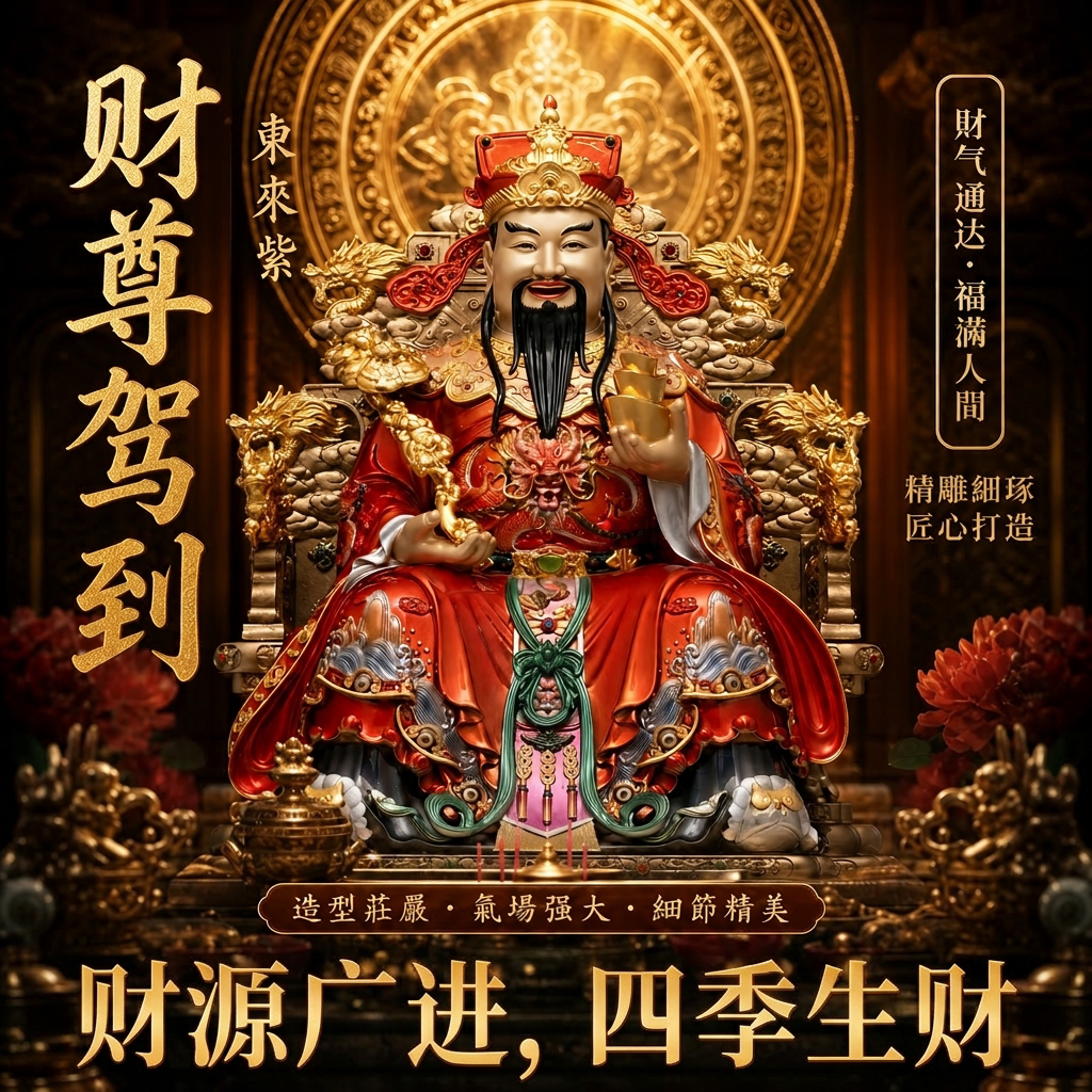 东来紫文财神佛像招财供奉摆件纯铜范蠡铜像比干财神爷店铺家用