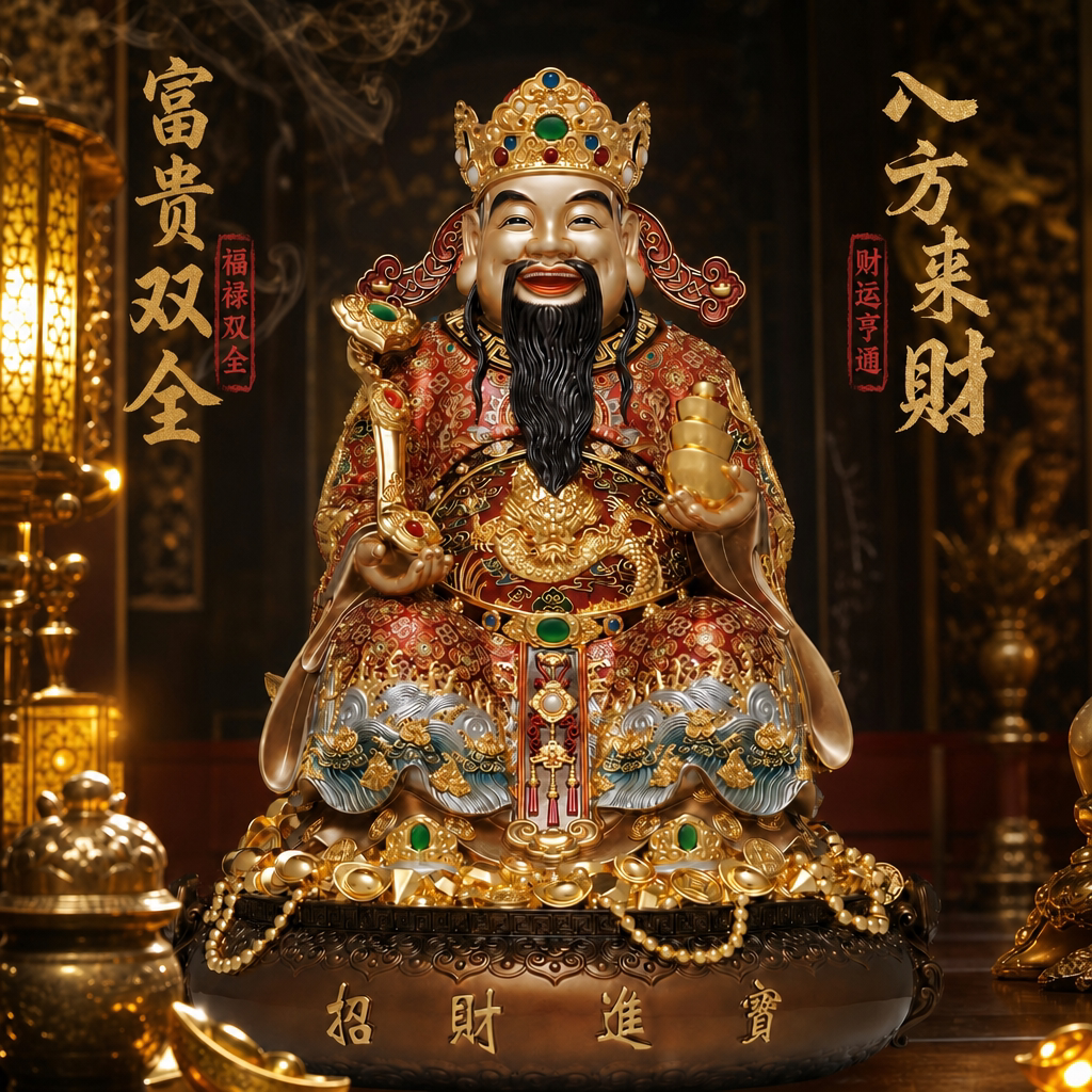 东来紫重工宝相文财神佛像招财供奉神像纯铜范蠡铜像比干财神爷