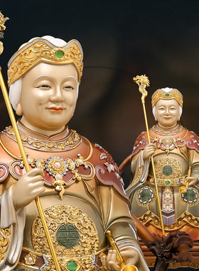 黄铜黑妈妈神像黑老太太佛像家用客厅供奉中式黑奶奶锦雕装饰摆件