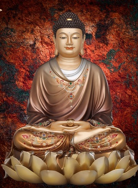 释迦摩尼神像三宝佛像如来佛祖阿弥陀佛药师佛娑婆三圣东来紫铜像