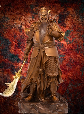 东来紫关公摆件武财神神像铜雕招财供奉铜像关帝圣君京铜黄铜大型