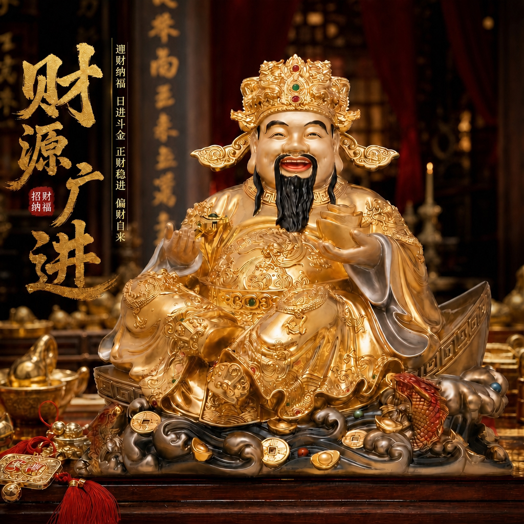 东来紫文财神佛像招财供奉神像纯铜范蠡铜像比干财神爷店铺家用