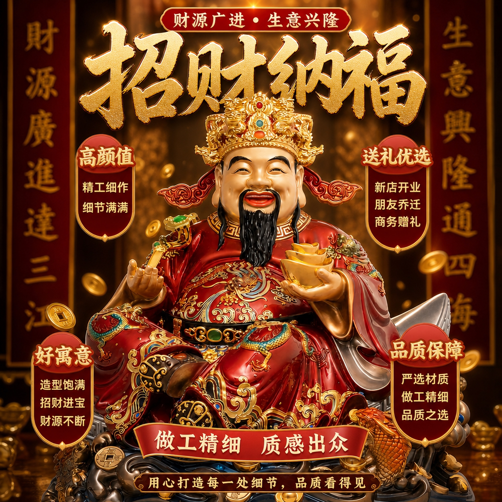 东来紫文财神佛像招财供奉神像纯铜范蠡铜像比干财神爷店铺家用