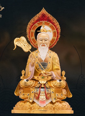 东来紫黄铜太上老君神像三清祖师爷元始天尊铜像道家用教供奉摆件