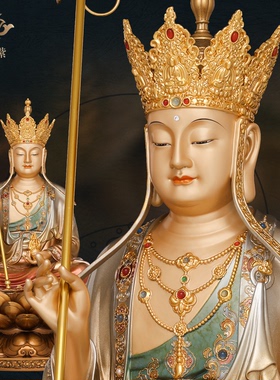 东来紫地藏佛像地藏王菩萨像铜像大愿九华山全铜雕像京铜娑婆三圣