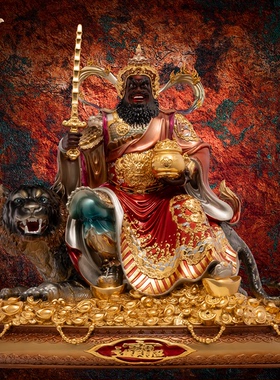 赵公明神像武财神爷骑虎像供奉神像黄铜铜像纯铜铜雕旗舰店东来紫