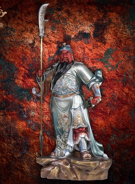 东来紫关公摆件武财神神像铜雕招财供奉铜像关帝圣君京铜伽蓝菩萨