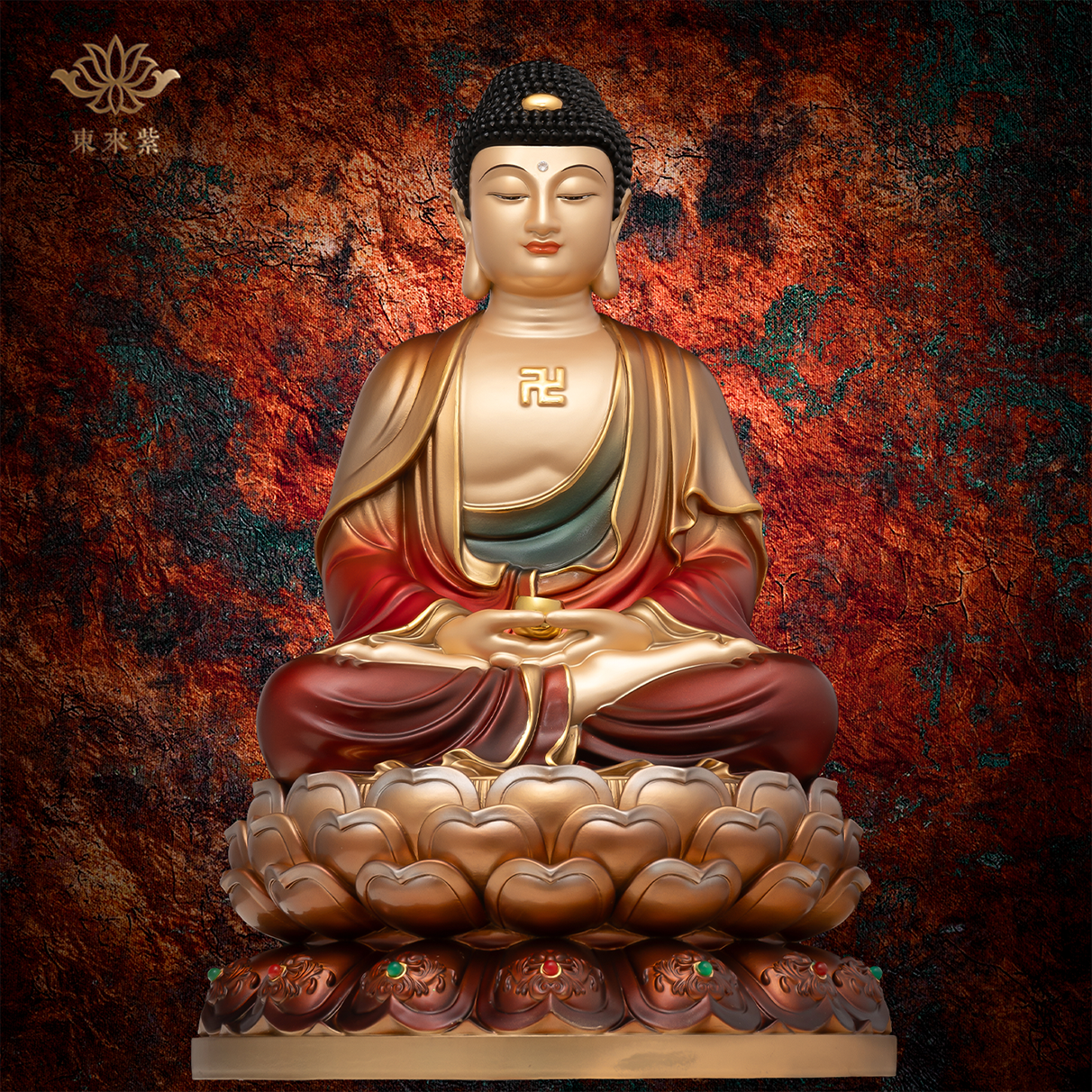 释迦摩尼神像三宝佛像如来佛祖阿弥陀佛药师佛娑婆三圣东来紫铜像