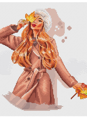 法国DMC十字绣套件卡通人物 A1388秋日女孩 28CT 简单 印花