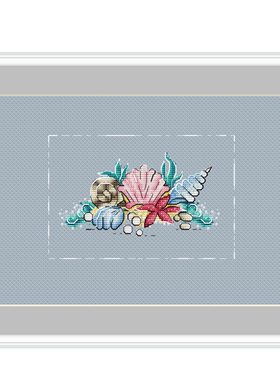 十字绣套件卧室客厅正品DMC绣线配置 A723海螺贝壳 浅蓝布