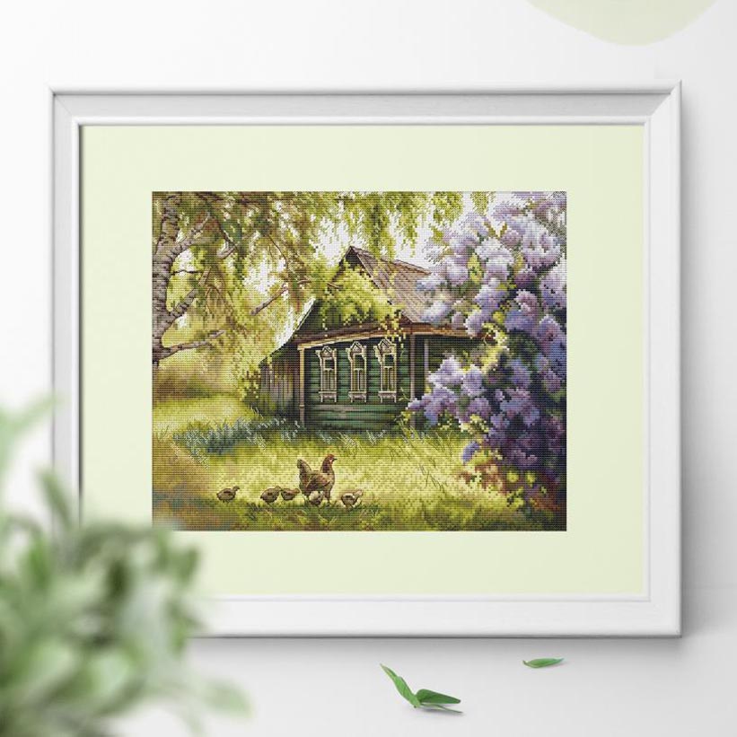 DMC十字绣套件 小幅 A818紫藤小院 客厅装饰画新款