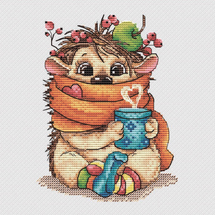 法国DMC十字绣套件 A898奶茶小刺猬 28CT简单可爱卡通动物
