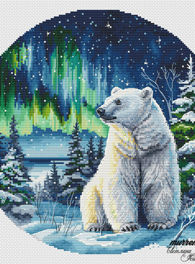 法国DMC十字绣套件 A877冬日北极熊 28CT简单可爱卡通动物