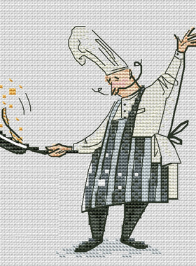 法国DMC十字绣套件卡通人物 A1103厨师 28CT 卧室装饰画新款