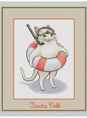 DMC十字绣套件小幅 A825潜水小猫 客厅装饰画新款