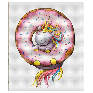 饰画新款 客厅装 A840独角兽甜甜圈 DMC十字绣套件小幅