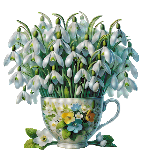 法国正品DMC绣线十字绣材料包装饰画D219 雪花莲全针14CT印花花卉