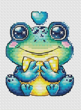 法国DMC十字绣套件卡通动物 A1392可爱小青蛙 28CT 简单 印花
