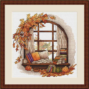 饰画新款 28CT客厅装 A940秋日之窗 法国DMC十字绣套件