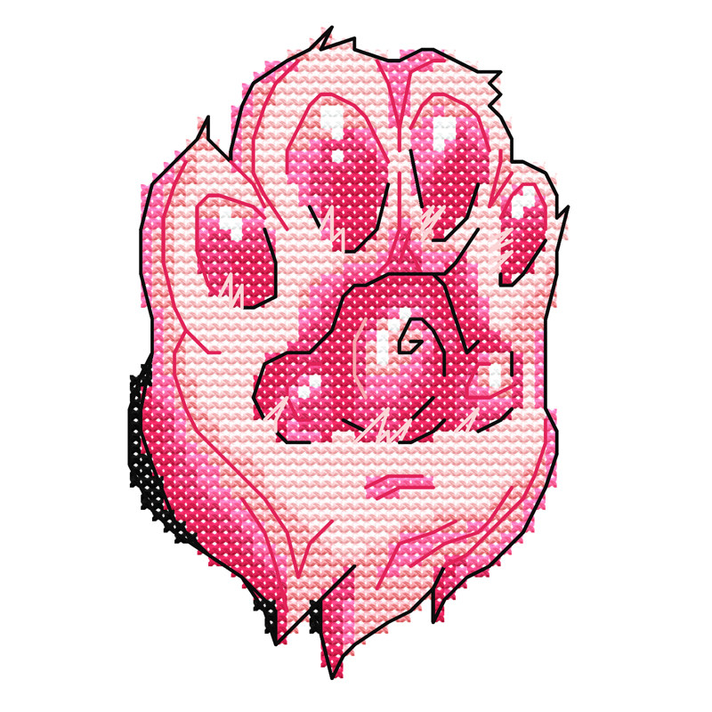 法国DMC十字绣套件风卡通 A1478粉色猫爪 28CT简单印花