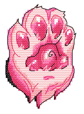 法国DMC十字绣套件风卡通 A1478粉色猫爪  28CT简单印花