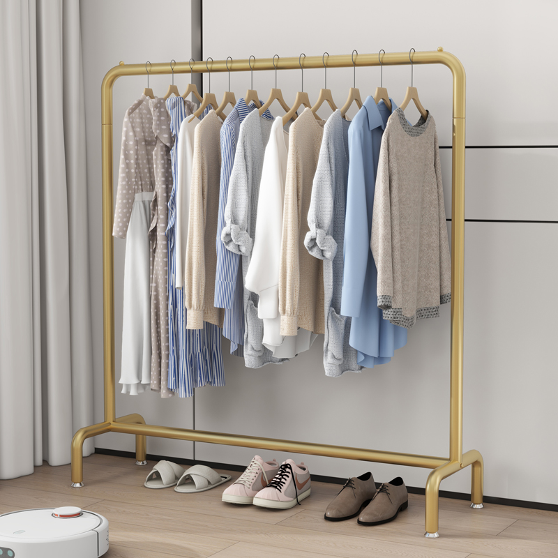 服装店衣架展示架落地式女装货架陈列侧挂架金色衣帽架挂衣服架子