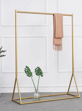 服装店挂衣架网红女装店货架落地式服装中岛展示架金色挂衣服架子