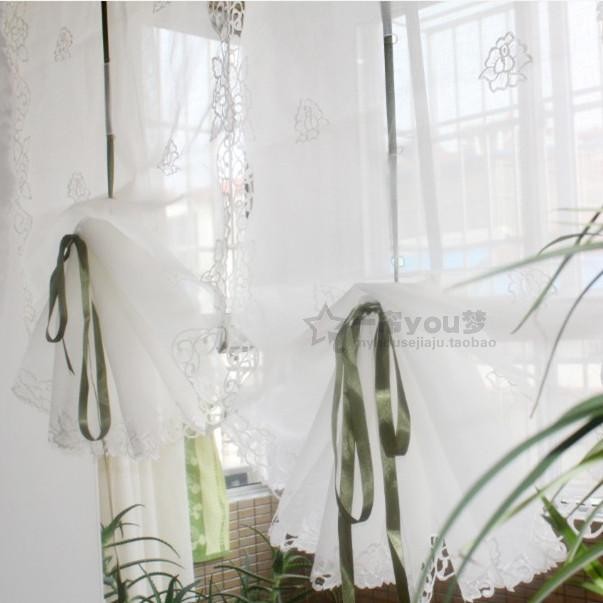 韩式镂空高档提拉帘罗马帘 升降扇形帘穿杆成品飘窗刺绣隔断窗帘