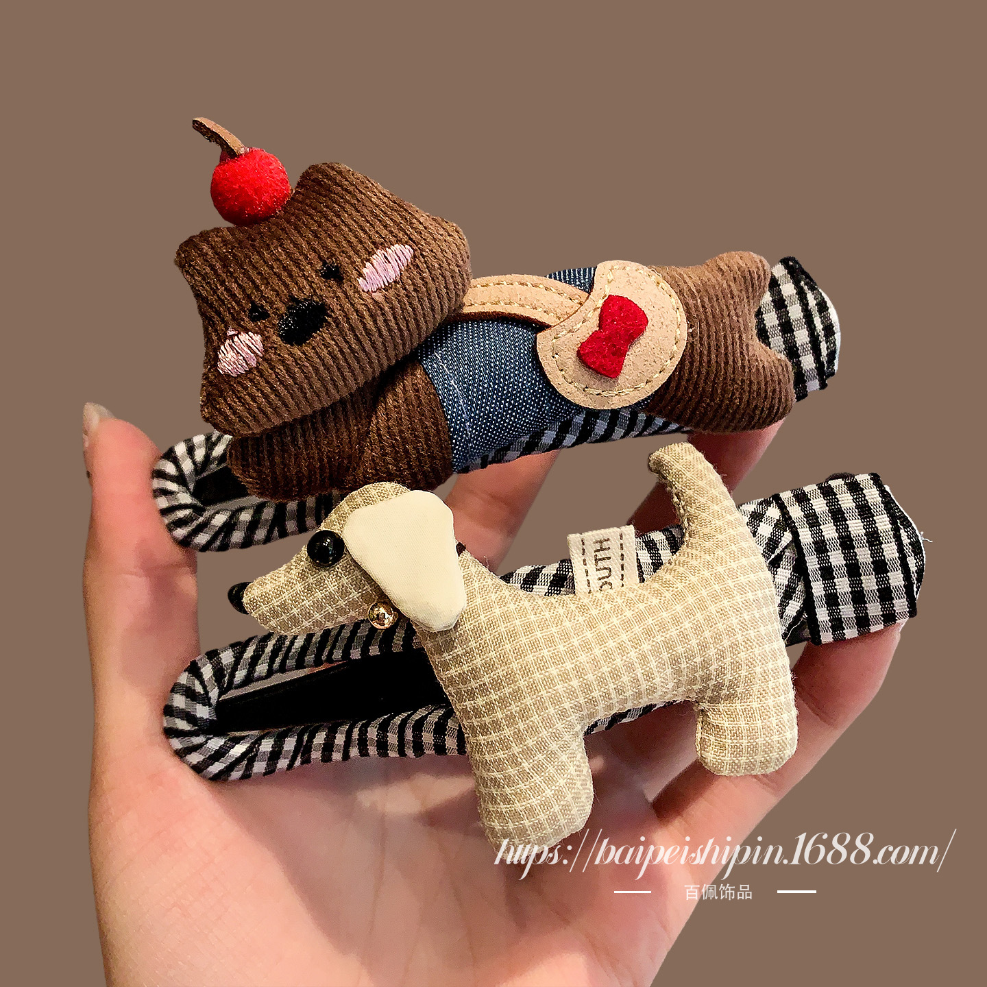 可爱小狗鸭嘴夹发夹女后脑勺盘发抓夹发量少一字夹鲨鱼夹发卡头饰